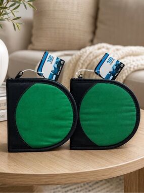 Set of 2 Atlantic 12 Disc CD/DVD Wallet Cases New with Tags | Green & Black